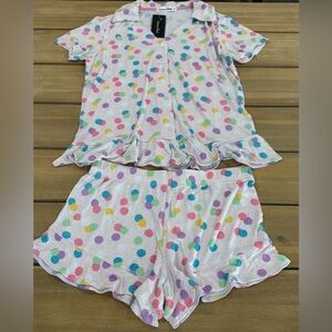 NWT Emerson Road Vonnie Dots Ballerina Space Dye Peplum Pajama Set Small Casual